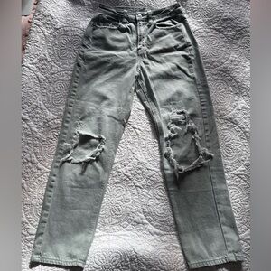 AEO Light Green Mom Straight Jeans